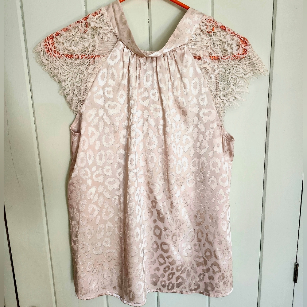 SHEIN | Blush Pink Leopard Print Lace Blouse